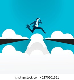 Business career ambition vector concept. Woman looking at mountain symbol of growth. Minimal illustration art. Eps10 design.