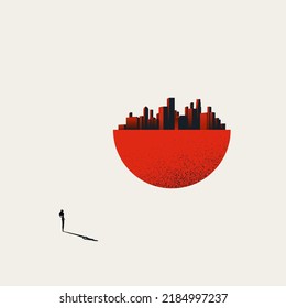 Business career ambition vector concept. Symbol of corporate skyline, success. Minimal design eps10 illustration.