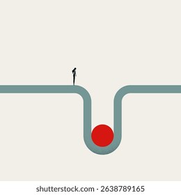 Business or career challenge vector concept. Symbol of overcoming obstacles, ambition, determination. Minimal design eps10 illustration