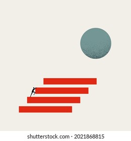 Business career climb vector concept. Symbol of corporate ladder, ambition and motivation. Minimal eps10 illustration.