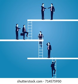 Business Career concept. Businessmen Lead to Climb High Ladder