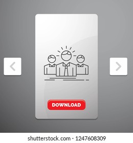 Business, career, employee, entrepreneur, leader Line Icon in Carousal Pagination Slider Design and Red Download Button