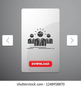 Business, career, employee, entrepreneur, leader Glyph Icon in Carousal Pagination Slider Design & Red Download Button