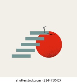 Business career future vector concept. Symbol of vision, growht, progress and corporate ladder. Minimal design eps10 illustration