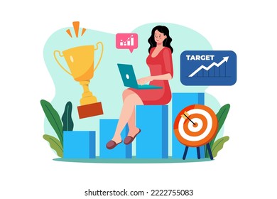 Business career growth Illustration concept on white background