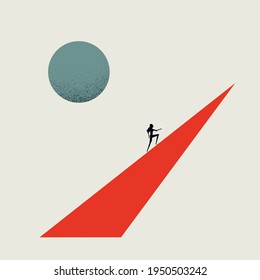 Business career growth and success vector concept. Symbol of corporate ladder climb, ambition. Minimal eps10 illustration.