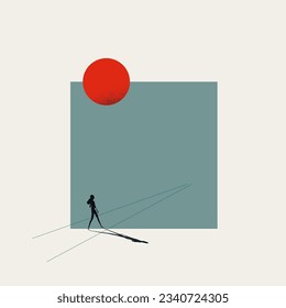 Business career growth vector concept. Symbol of future, freedom, ambition, horizon. Minimal design eps10 illustration