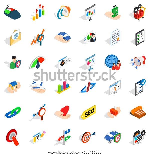 Business\
career icons set. Isometric style of 36 business career vector\
icons for web isolated on white\
background