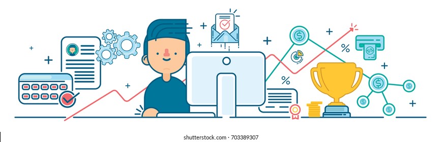 Business career on white background. Vector modern icon design illustrations