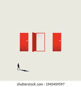 Business career opportunity vector concept with open door. Symbol of success, ambition, motivation. Minimal eps10 art illustration.