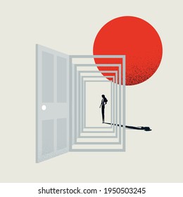 Business career opportunity vector concept. Symbol of new job, work, choice and corporate ladder. Minimal eps10 illustration.