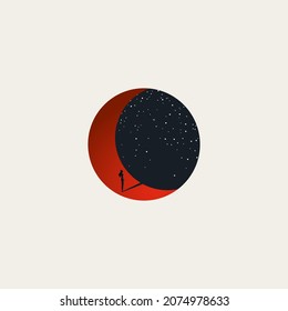 Business or career opportunity vector concept. Symbol of unlimited possibility, reach for stars. Minimal design eps10 illustration.