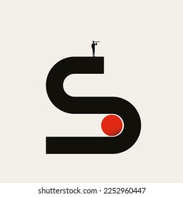Business career path vector concept. Symbol of ambition, aspiration, vision. Minimal design eps10 illustration
