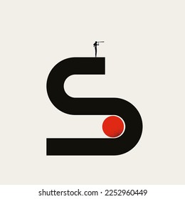 Business career path vector concept. Symbol of ambition, aspiration, vision. Minimal design style eps10 illustration