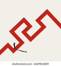 Concepto de Vector de trayectoria profesional o empresarial. Símbolo de laberinto, laberinto, crecimiento, progreso. Ilustración de diseño mínimo eps10.