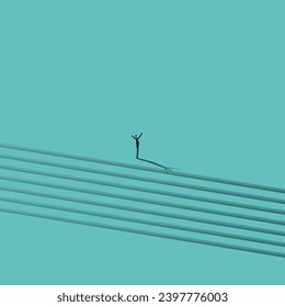 Business career success, minimal illustration. Symbol of growth, progress, opportunity and challenge. Editable eps10 vector concept
