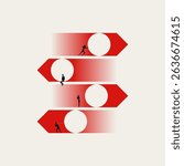 Business career and teamwork vector concept. Symbol of hard work, corporate ladder and growth. Minimal design eps10 illustration