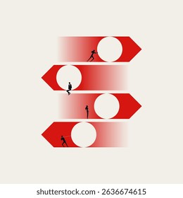 Business career and teamwork vector concept. Symbol of hard work, corporate ladder and growth. Minimal design eps10 illustration