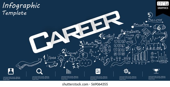 Business Career text modern Idea and Concept Vector illustration Infographic template with icon.