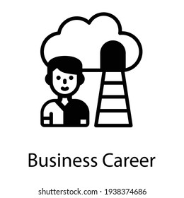 Business career vector ladder to cloud in filled style 