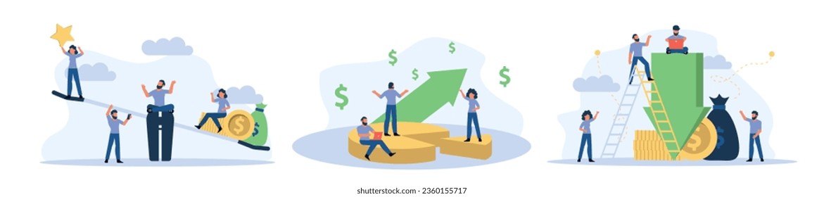 Business career vector people illustration man and woman person concept. Corporate team success achievement growth background. Professional group company office communication. Worker job target