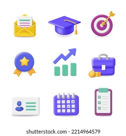 Business career work icon set, career and education, management, business project target and analytics icon