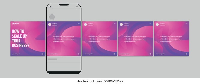 Business carousel post template for advertising, Set of carousel post,  Editable social media carousel layout.