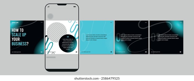 Business carousel post template for advertising, Set of carousel post, Editable social media carousel layout