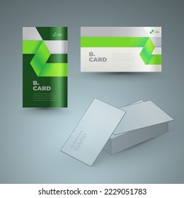 Business cart set vertical and horizontal design template lines theme green color vector