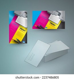 Business cart set vertical and horizontal design template print cmyk polygraphy printing theme vector