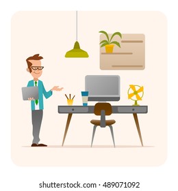 Business cartoon characters and furniture 