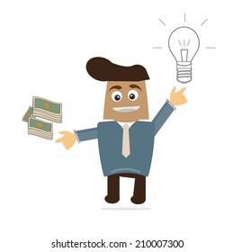 Business cartoon concept vector ,make money from your idea