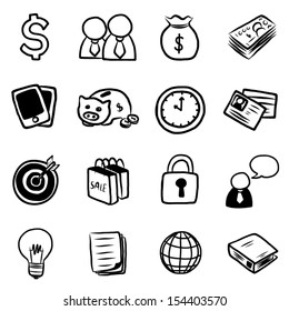 business cartoon icon set / cartoon vector and illustration, hand drawn, sketch style, isolated on white background.