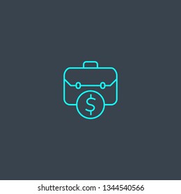 business case concept blue line icon. Simple thin element on dark background. business case concept outline symbol design. Can be used for web and mobile UI/UX