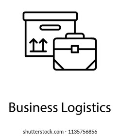 A business case and dispatched package placed aside to each other showing icon for business logistics  
