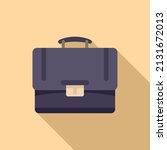 Business case icon flat vector. Work briefcase. Document job
