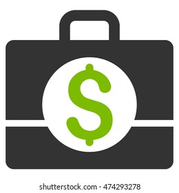 Business Case icon. Vector style is bicolor flat iconic symbol with rounded angles, eco green and gray colors, white background.