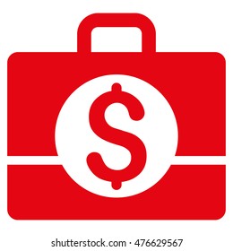 Business Case icon. Vector style is flat iconic symbol with rounded angles, red color, white background.