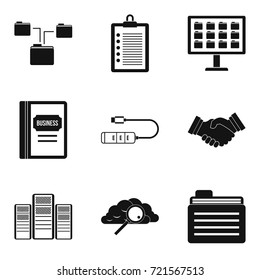 Business case icons set. Simple set of 9 business case vector icons for web isolated on white background