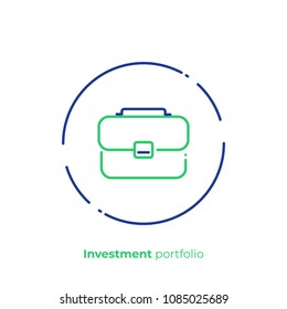 Business case line art icon, investment portfolio vector art, outline office suitcase illustration