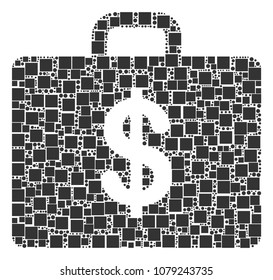 Business Case mosaic icon of rectangles and spheric dots in variable sizes. Vector items are combined into business case mosaic design concept.