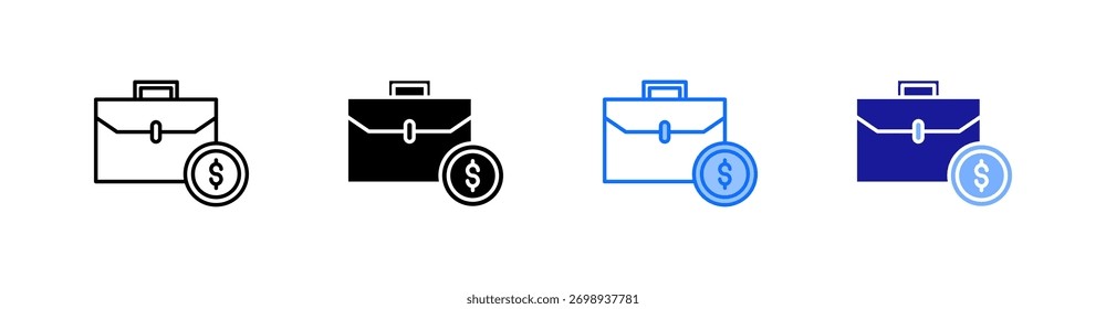 Caso de negocios múltiple estilo icono conjunto Vector