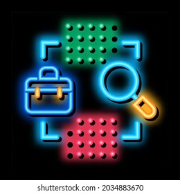business case research neon light sign vector. Glowing bright icon business case research sign. transparent symbol illustration