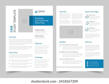 Business Case study flyer template, Case Study Booklet with creative layout, vector flyer