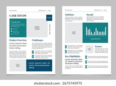 Business Case Study Template | Corporate Report Layout | Modern Case Study Design for Marketing, Company Projects And Annual Reports