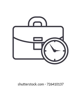 business case with time vector line icon, sign, illustration on background, editable strokes