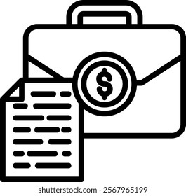 Business Case Vector Lineal Icon On White Background.