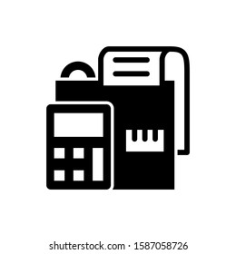 Business, cashier, tool icon in black flat design on white background, transaction icon