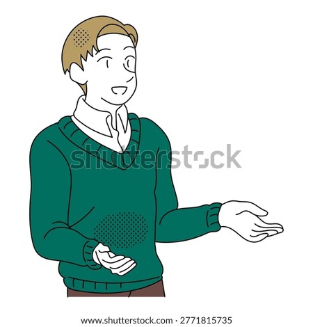 Business Casual Man Explaining With Open Hand Gesture