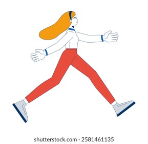 Business casual woman walking with confidence and purpose 2D cartoon character. Professional freedom. Blonde office worker isolated person flat vector on white background. Spot illustration colorful